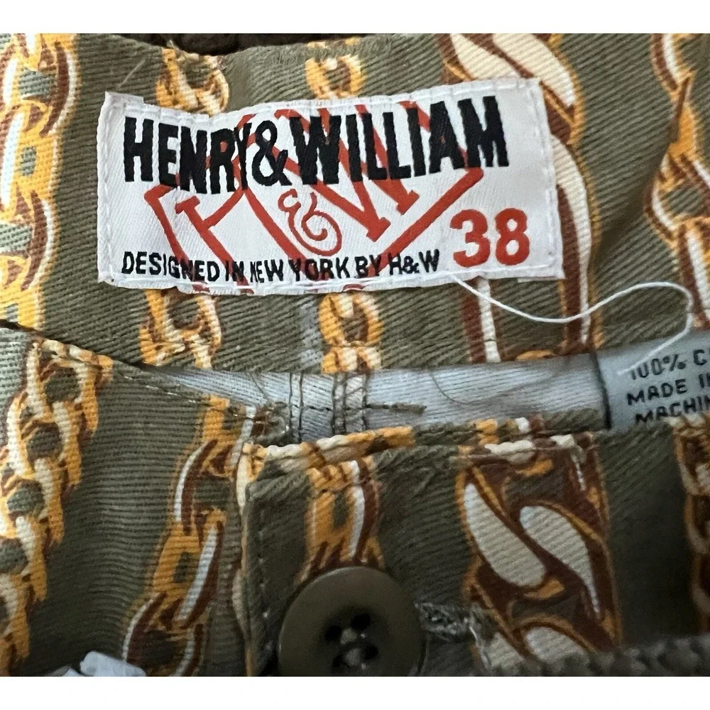 Henry & William Mens Khaki Orange Cargo Shorts Mens Size 38 New‎ With Tags